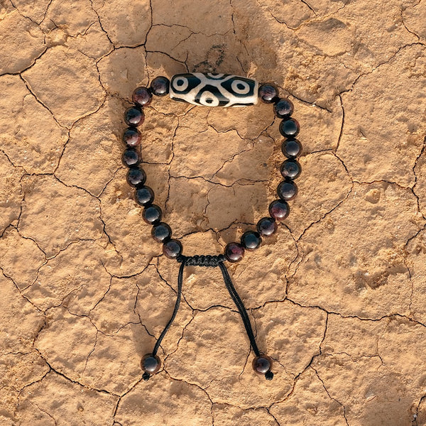 Garnet Bracelet with DZI bead